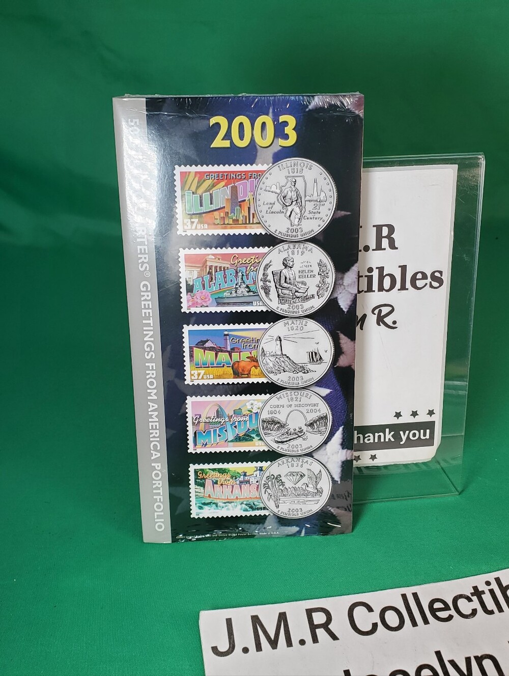 sealed 2003 us mint & usps state quarters & stamps portfolio – volume 5 (5 coins
